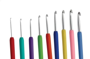 Szydełko srebrne z kolorową rączką KNITPRO